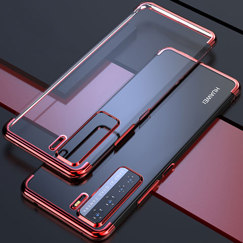 Silikon Schutzhülle Ultra Dünn Flexible Tasche Durchsichtig Transparent S04 für Huawei Nova 7 SE 5G Rot