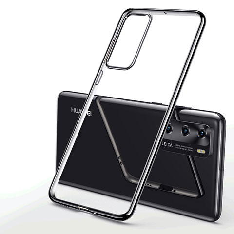 Silikon Schutzhülle Ultra Dünn Flexible Tasche Durchsichtig Transparent S04 für Huawei P40 Schwarz