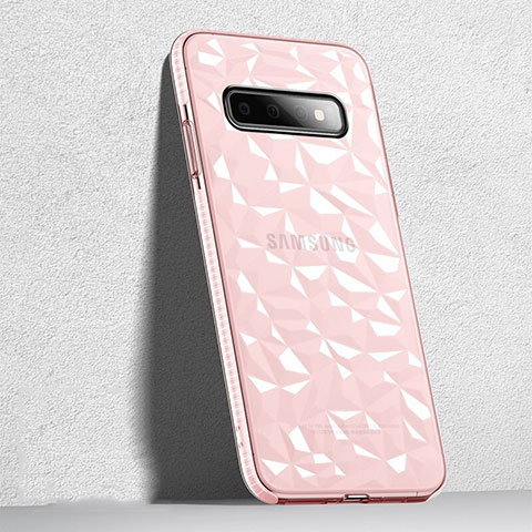 Silikon Schutzhülle Ultra Dünn Flexible Tasche Durchsichtig Transparent S04 für Samsung Galaxy S10 Rosa