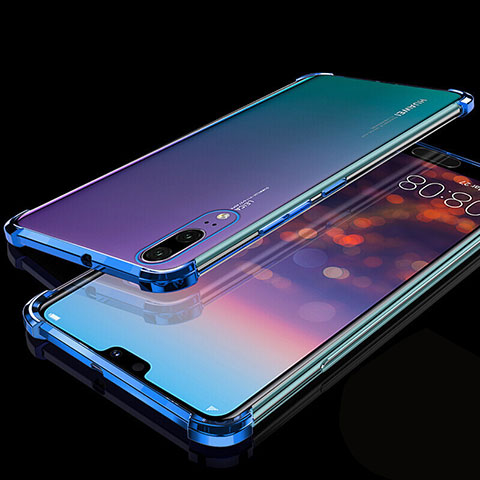Silikon Schutzhülle Ultra Dünn Flexible Tasche Durchsichtig Transparent S05 für Huawei P20 Blau