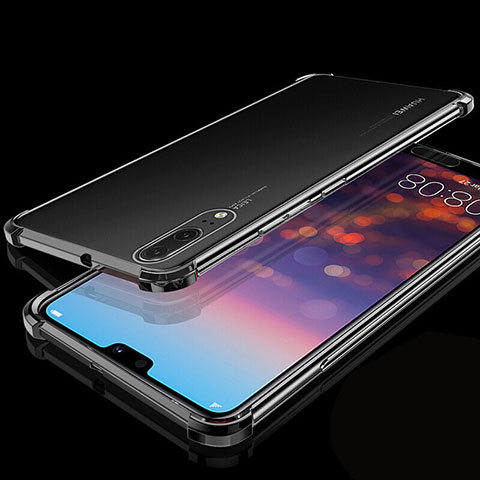 Silikon Schutzhülle Ultra Dünn Flexible Tasche Durchsichtig Transparent S05 für Huawei P20 Schwarz