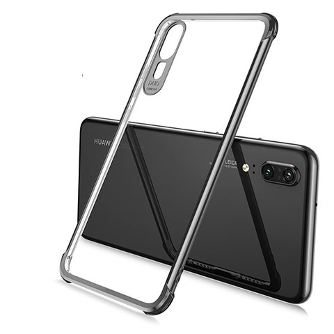 Silikon Schutzhülle Ultra Dünn Flexible Tasche Durchsichtig Transparent S06 für Huawei P20 Schwarz