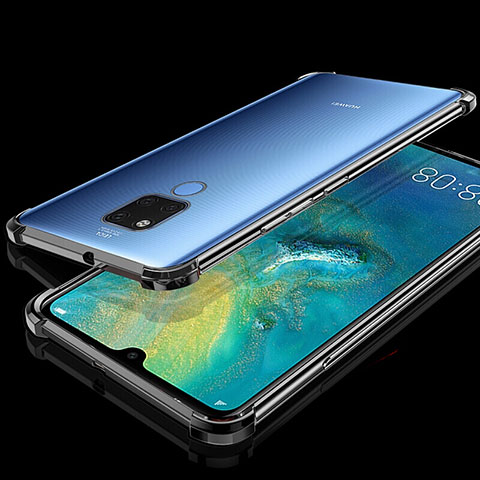 Silikon Schutzhülle Ultra Dünn Flexible Tasche Durchsichtig Transparent S07 für Huawei Mate 20 X 5G Schwarz