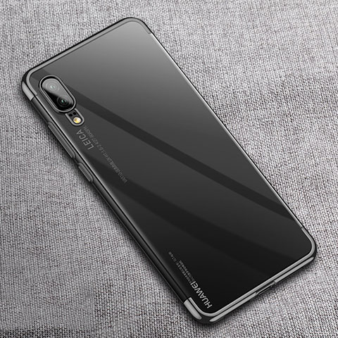 Silikon Schutzhülle Ultra Dünn Flexible Tasche Durchsichtig Transparent S08 für Huawei P20 Schwarz