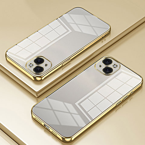 Silikon Schutzhülle Ultra Dünn Flexible Tasche Durchsichtig Transparent SY1 für Apple iPhone 14 Gold