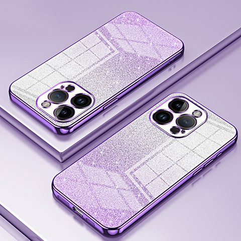 Silikon Schutzhülle Ultra Dünn Flexible Tasche Durchsichtig Transparent SY2 für Apple iPhone 15 Pro Violett