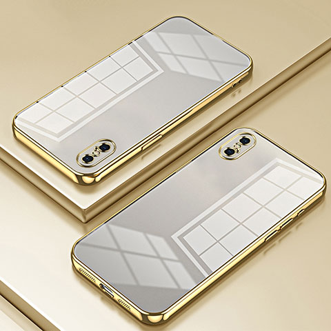 Silikon Schutzhülle Ultra Dünn Flexible Tasche Durchsichtig Transparent SY2 für Apple iPhone X Gold