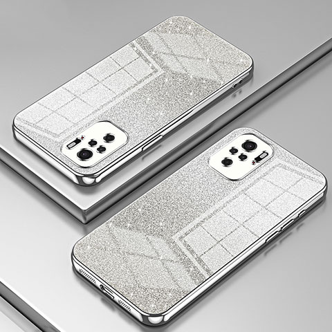 Silikon Schutzhülle Ultra Dünn Flexible Tasche Durchsichtig Transparent SY2 für Xiaomi Redmi Note 10 4G Silber