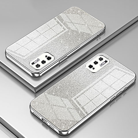 Silikon Schutzhülle Ultra Dünn Flexible Tasche Durchsichtig Transparent SY2 für Xiaomi Redmi Note 10 5G Silber