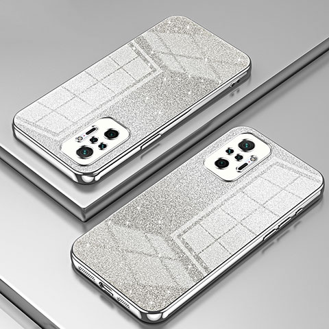 Silikon Schutzhülle Ultra Dünn Flexible Tasche Durchsichtig Transparent SY2 für Xiaomi Redmi Note 10 Pro 4G Silber