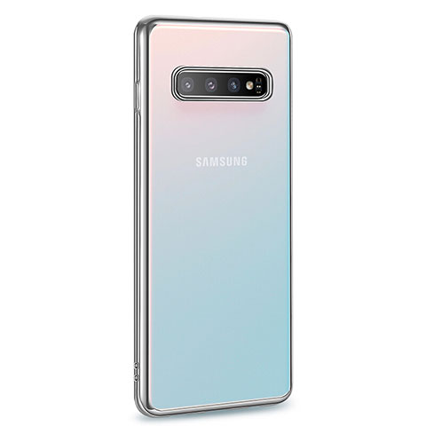 Silikon Schutzhülle Ultra Dünn Flexible Tasche Durchsichtig Transparent U03 für Samsung Galaxy S10 Plus Silber