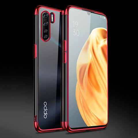 Silikon Schutzhülle Ultra Dünn Flexible Tasche Durchsichtig Transparent Z01 für Oppo F15 Rot