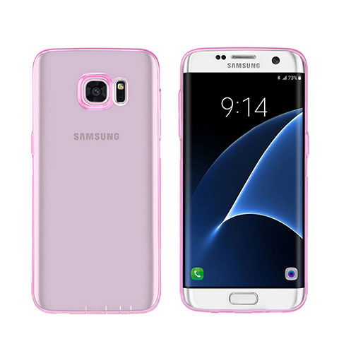 Silikon Schutzhülle Ultra Dünn Handyhülle Hülle Durchsichtig Transparent für Samsung Galaxy S7 Edge G935F Rosa