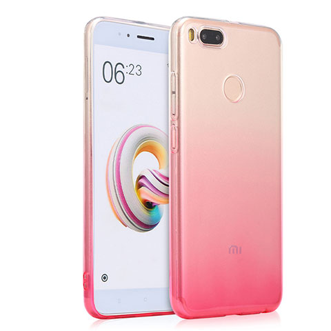 Silikon Schutzhülle Ultra Dünn Hülle Durchsichtig Farbverlauf für Xiaomi Mi A1 Rosa