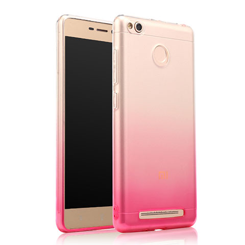 Silikon Schutzhülle Ultra Dünn Hülle Durchsichtig Farbverlauf für Xiaomi Redmi 3S Rosa