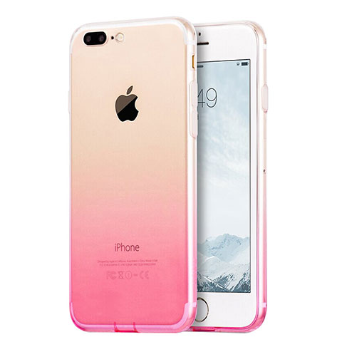 Silikon Schutzhülle Ultra Dünn Hülle Durchsichtig Farbverlauf G01 für Apple iPhone 7 Plus Rosa