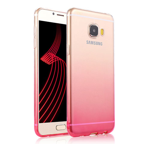 Silikon Schutzhülle Ultra Dünn Hülle Durchsichtig Farbverlauf T04 für Samsung Galaxy C5 Pro C5010 Rosa