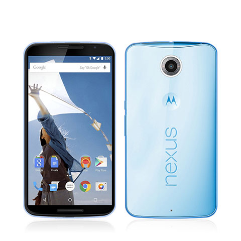 Silikon Schutzhülle Ultra Dünn Hülle Durchsichtig Transparent für Google Nexus 6 Blau