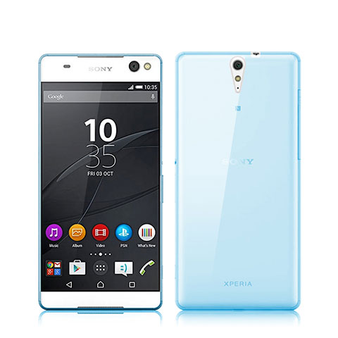 Silikon Schutzhülle Ultra Dünn Hülle Durchsichtig Transparent für Sony Xperia C5 Ultra Blau