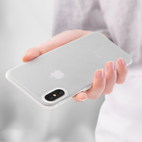 Silikon Schutzhülle Ultra Dünn Hülle Durchsichtig Transparent T04 für Apple iPhone X Weiß