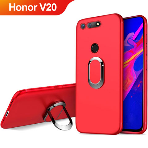 Silikon Schutzhülle Ultra Dünn Hülle Silikon mit Magnetisch Fingerring Ständer für Huawei Honor V20 Rot