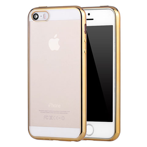 Silikon Schutzhülle Ultra Dünn Schutzhülle Tasche Durchsichtig Transparent H05 für Apple iPhone 5 Gold