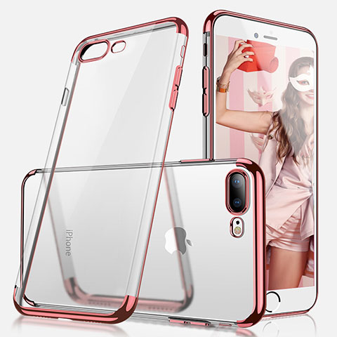 Silikon Schutzhülle Ultra Dünn Tasche Durchsichtig Transparent A07 für Apple iPhone 8 Plus Rosegold