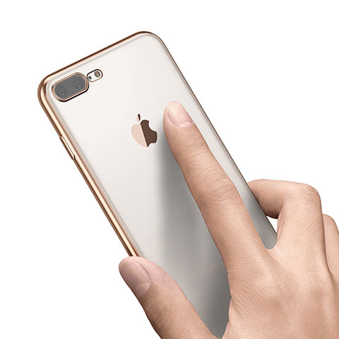 Silikon Schutzhülle Ultra Dünn Tasche Durchsichtig Transparent A21 für Apple iPhone 7 Plus Gold