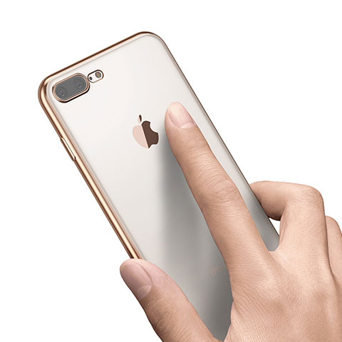 Silikon Schutzhülle Ultra Dünn Tasche Durchsichtig Transparent A21 für Apple iPhone 8 Plus Gold