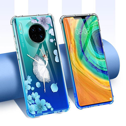 Silikon Schutzhülle Ultra Dünn Tasche Durchsichtig Transparent Blumen für Huawei Mate 30 Pro 5G Plusfarbig