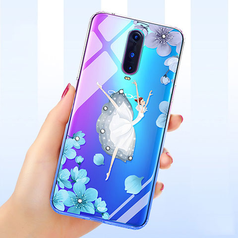 Silikon Schutzhülle Ultra Dünn Tasche Durchsichtig Transparent Blumen für Oppo R17 Pro Weiß