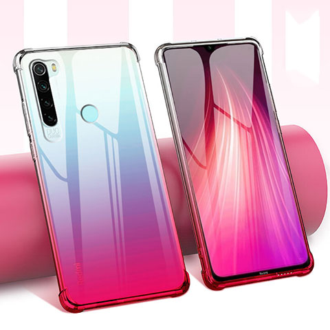 Silikon Schutzhülle Ultra Dünn Tasche Durchsichtig Transparent Blumen für Xiaomi Redmi Note 8 (2021) Rot