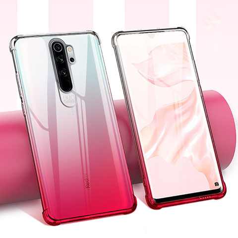 Silikon Schutzhülle Ultra Dünn Tasche Durchsichtig Transparent Blumen für Xiaomi Redmi Note 8 Pro Fuchsie