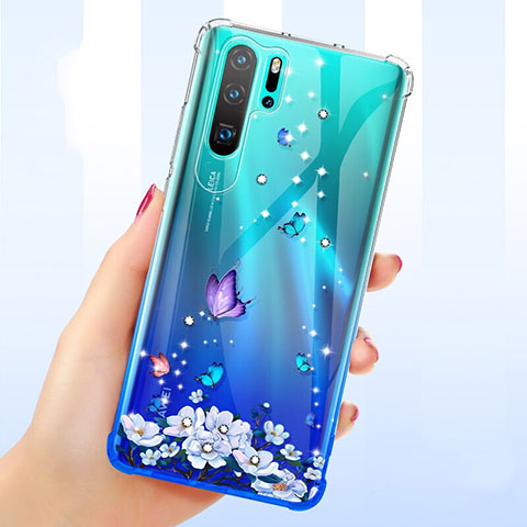 Silikon Schutzhülle Ultra Dünn Tasche Durchsichtig Transparent Blumen T01 für Huawei P30 Pro Plusfarbig