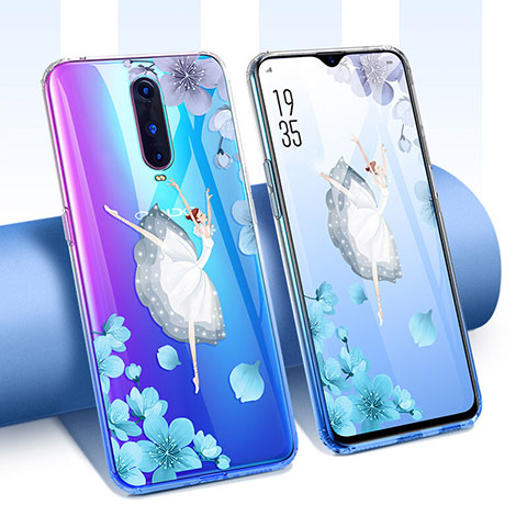 Silikon Schutzhülle Ultra Dünn Tasche Durchsichtig Transparent Blumen T01 für Oppo RX17 Pro Weiß