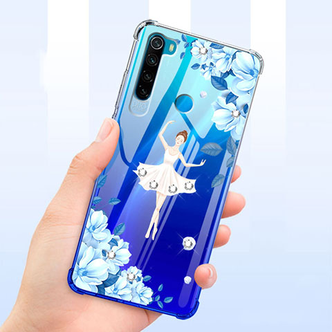 Silikon Schutzhülle Ultra Dünn Tasche Durchsichtig Transparent Blumen T01 für Xiaomi Redmi Note 8T Weiß