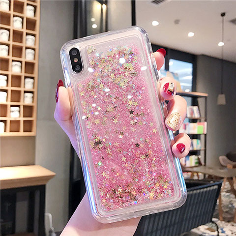 Silikon Schutzhülle Ultra Dünn Tasche Durchsichtig Transparent Blumen T02 für Apple iPhone X Gold