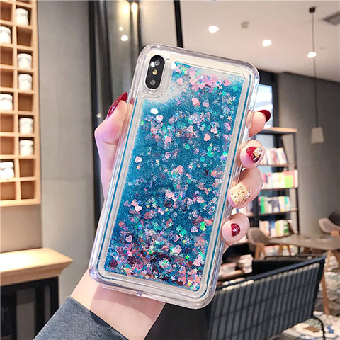 Silikon Schutzhülle Ultra Dünn Tasche Durchsichtig Transparent Blumen T02 für Apple iPhone XR Blau