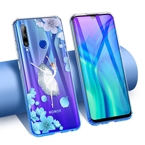 Silikon Schutzhülle Ultra Dünn Tasche Durchsichtig Transparent Blumen T02 für Huawei Honor 20i Weiß