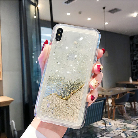 Silikon Schutzhülle Ultra Dünn Tasche Durchsichtig Transparent Blumen T03 für Apple iPhone XR Gold