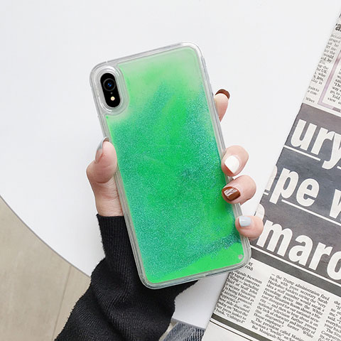 Silikon Schutzhülle Ultra Dünn Tasche Durchsichtig Transparent Blumen T12 für Apple iPhone XR Grün