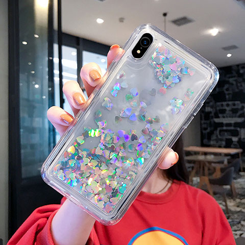 Silikon Schutzhülle Ultra Dünn Tasche Durchsichtig Transparent Blumen T14 für Apple iPhone XR Hellblau