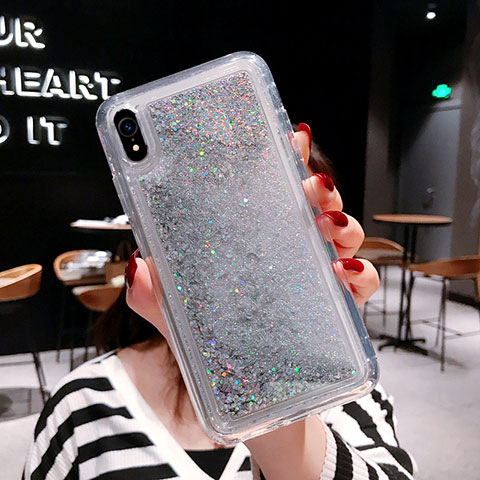 Silikon Schutzhülle Ultra Dünn Tasche Durchsichtig Transparent Blumen T15 für Apple iPhone XR Weiß