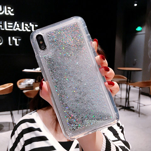 Silikon Schutzhülle Ultra Dünn Tasche Durchsichtig Transparent Blumen T15 für Apple iPhone Xs Weiß