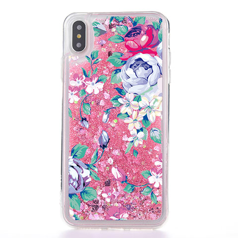 Silikon Schutzhülle Ultra Dünn Tasche Durchsichtig Transparent Blumen T18 für Apple iPhone Xs Max Rosegold