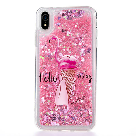 Silikon Schutzhülle Ultra Dünn Tasche Durchsichtig Transparent Blumen T20 für Apple iPhone XR Pink