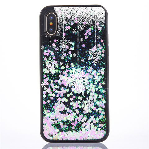 Silikon Schutzhülle Ultra Dünn Tasche Durchsichtig Transparent Blumen Z02 für Apple iPhone X Grün