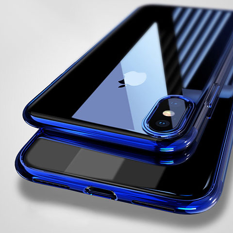 Silikon Schutzhülle Ultra Dünn Tasche Durchsichtig Transparent C01 für Apple iPhone X Blau