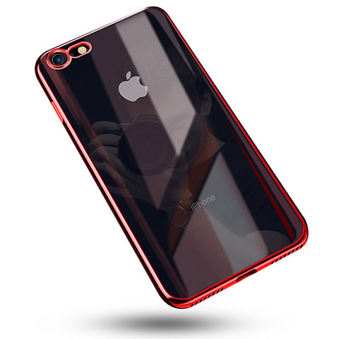 Silikon Schutzhülle Ultra Dünn Tasche Durchsichtig Transparent C02 für Apple iPhone 8 Rot