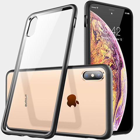 Silikon Schutzhülle Ultra Dünn Tasche Durchsichtig Transparent C06 für Apple iPhone X Schwarz